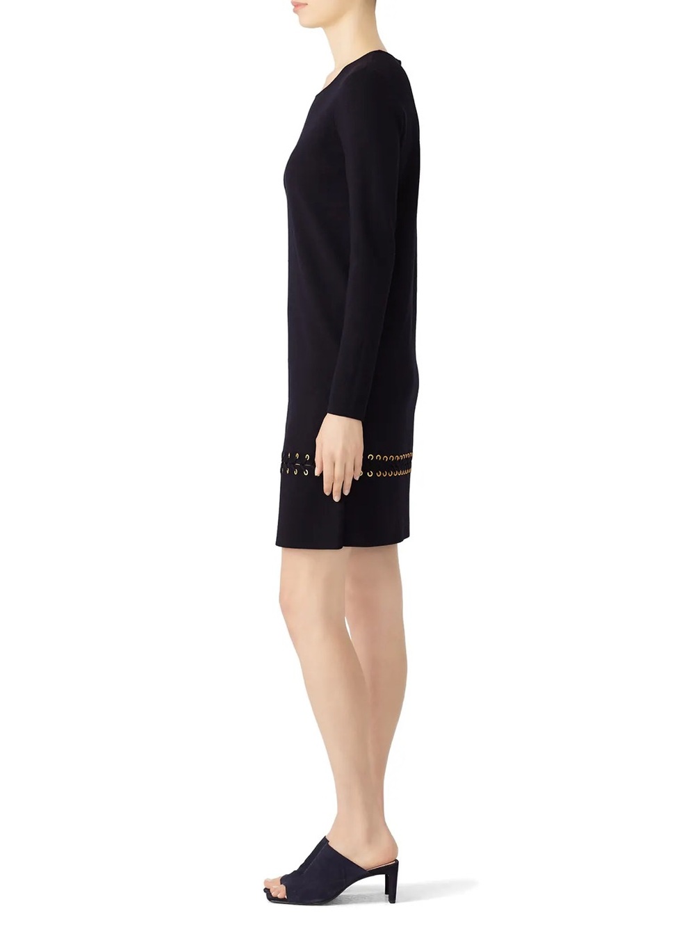 Tory Burch Harley Merino Wool Lace-Up Grommet Dress Navy Blue Small long sleeve - Picture 3 of 14